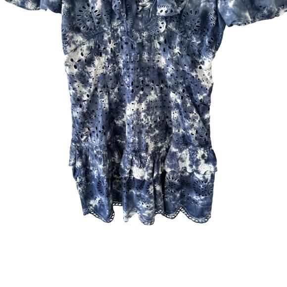 LoveShackFancy Fritzi Mini Dress Midnight Tie Dye Blue Size 10 - Picture 6 of 11